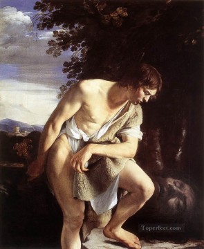 David contemplando la cabeza de Goliat Pintor barroco Orazio Gentileschi Pinturas al óleo
